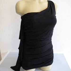 FOREVER 21 Black Asymmetric Off-Shoulder Tank Top